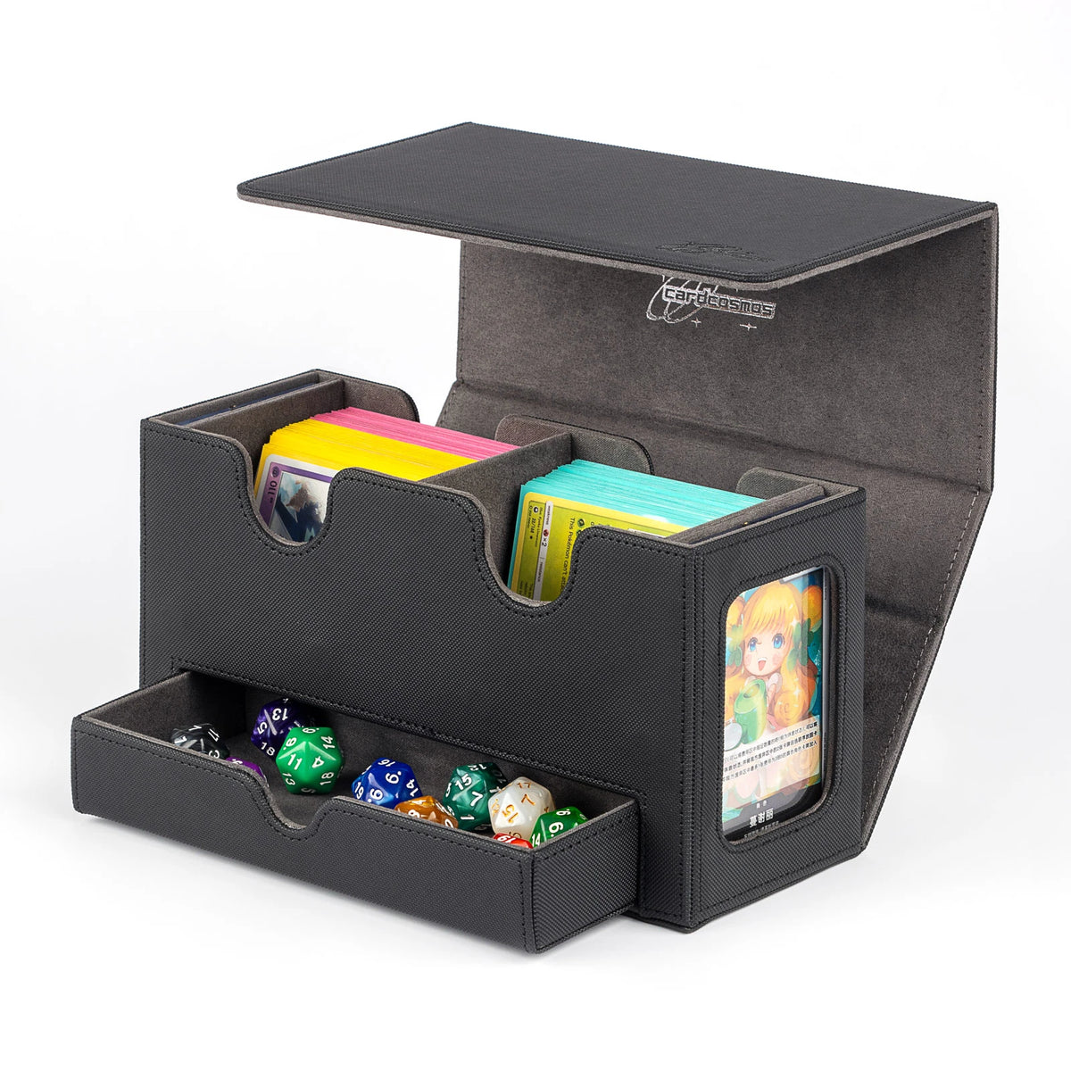 cardcosmos - Boîte de deck premium 200+ avec plateau à dés Noir