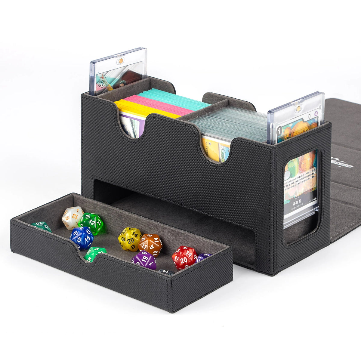 cardcosmos - Boîte de deck premium 200+ avec plateau à dés Noir