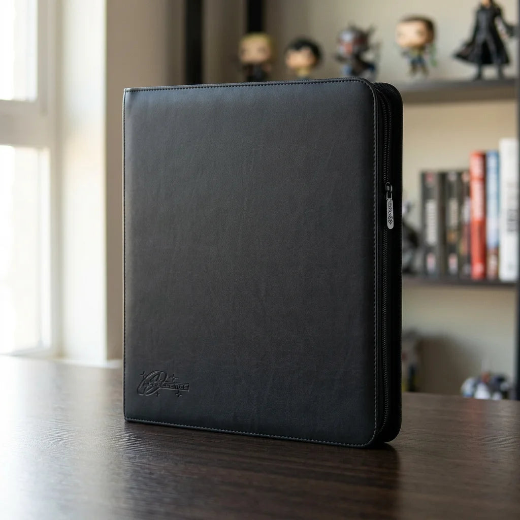 cardcosmos - 12 Pocket Zip Premium leather binder - Black