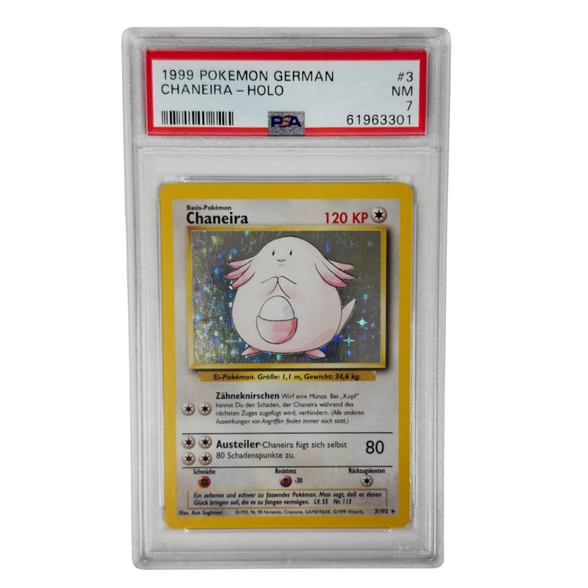 Pokémon - Leveinard Holo #3/102 Base Set (1999) Allemand – PSA 7 NM