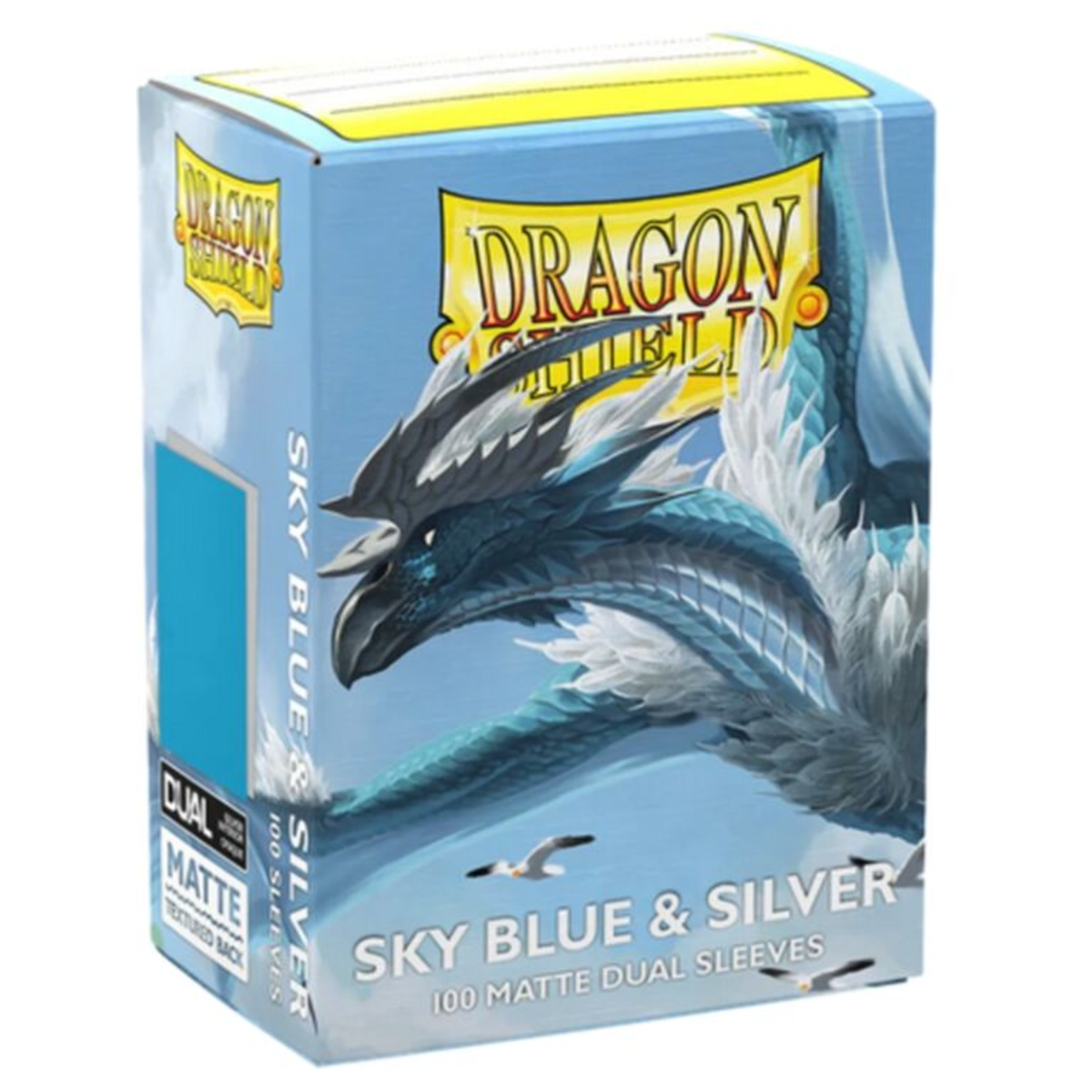 Protège cartes Dragon Shield – Double mat Bleu ciel & Argent (100 pièces)