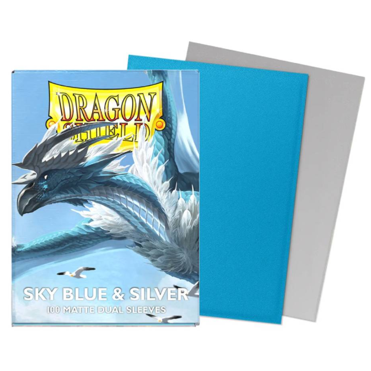 Protège cartes Dragon Shield – Double mat Bleu ciel & Argent (100 pièces)
