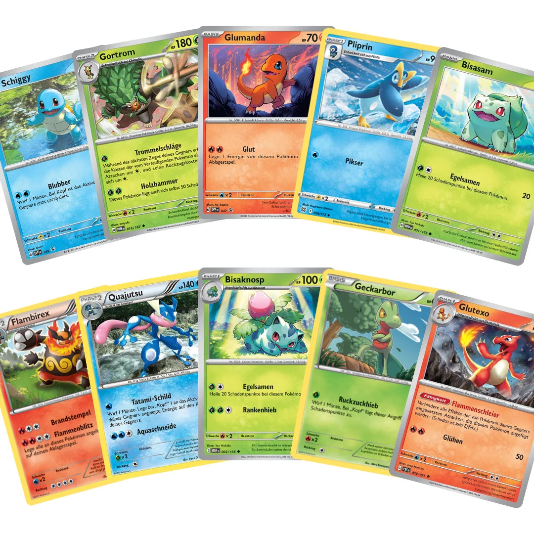 Set de cartes Pokémon Allemand – 20 cartes Pokémon de départ & évolutions – Assemblage aléatoire