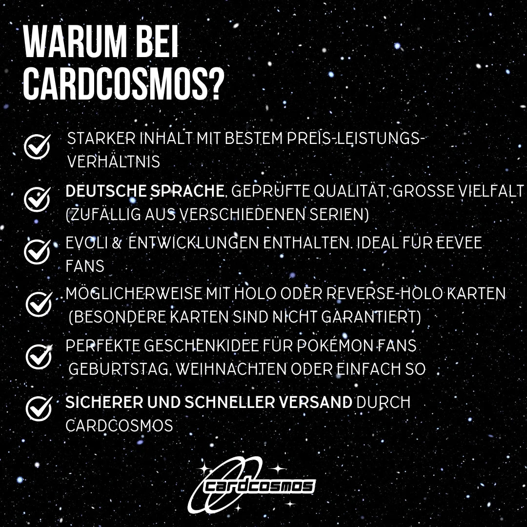 Set de cartes Pokémon Anglais – 10 cartes Evoli/Eevee & évolutions – Assemblage aléatoire