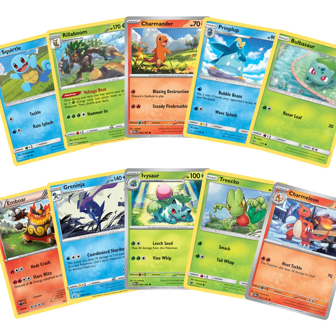 Set de cartes Pokémon Anglais – 10 cartes Pokémon de départ & évolutions – Assemblage aléatoire