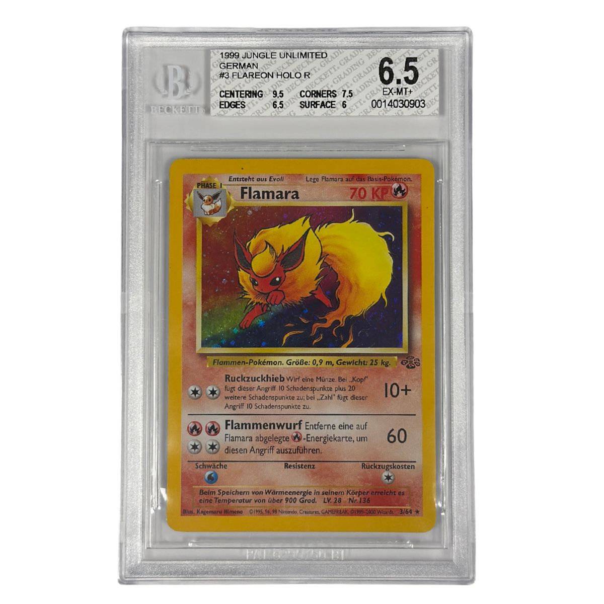 Pokémon - Pyroli Holo #3/64 (Jungle Unlimited) – BGS 6.5 Excellent+