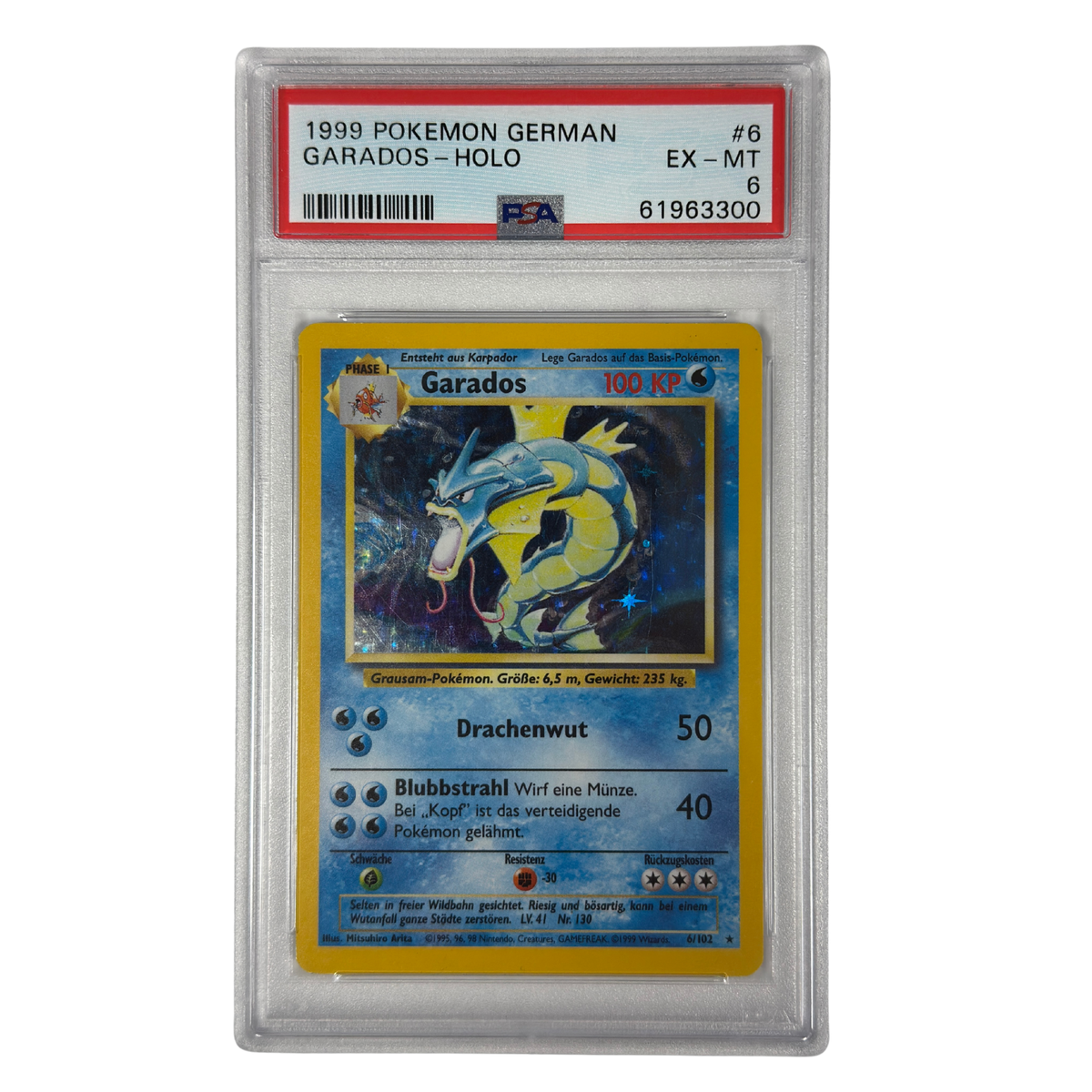Pokémon - Léviator Holo #6/102 Base Set (1999) Allemand – PSA 6 EX-MT