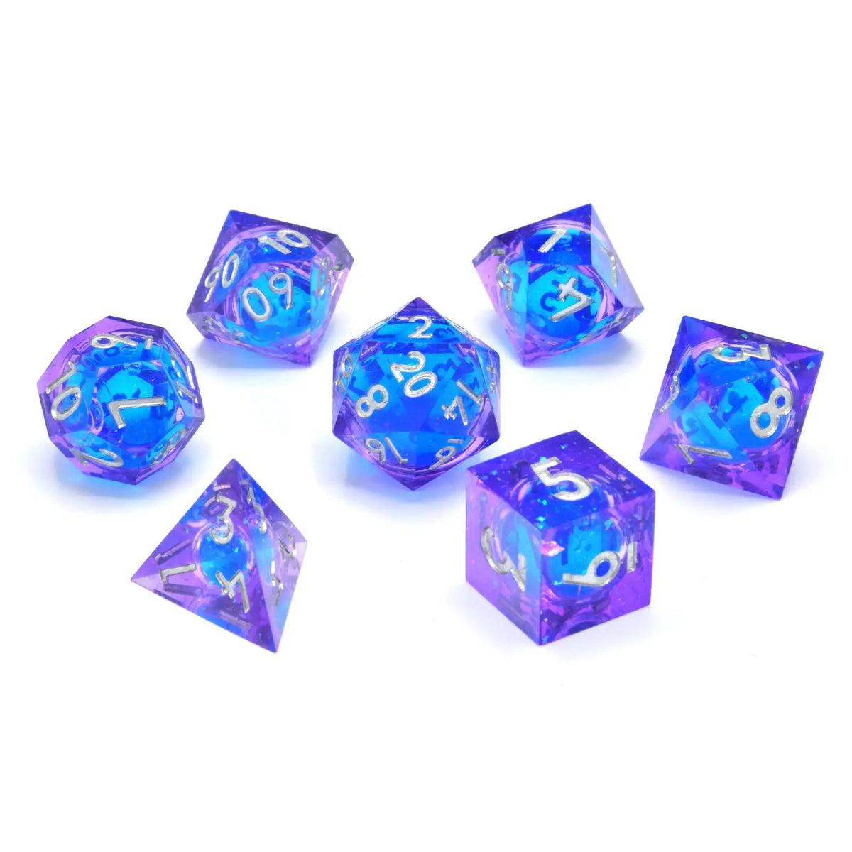 Glassstaff - Blue Bane Liquid Core RPG Dice Set - CritStones Dice
