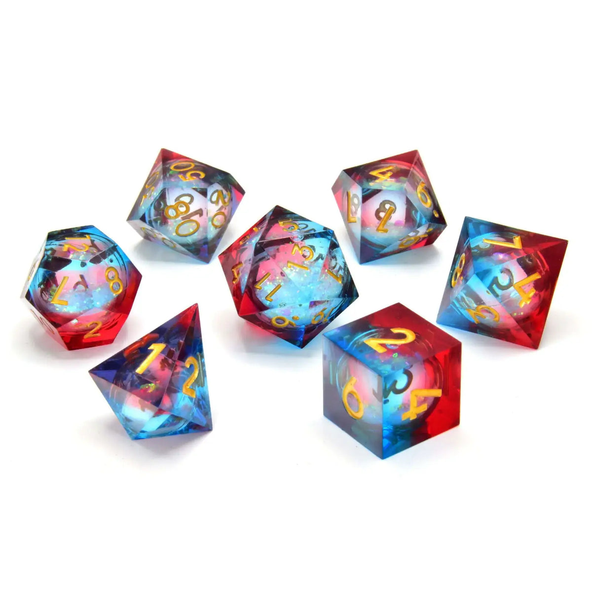Glassstaff - Fire and Ice Liquid Core RPG Dice Set - CritStones Dice