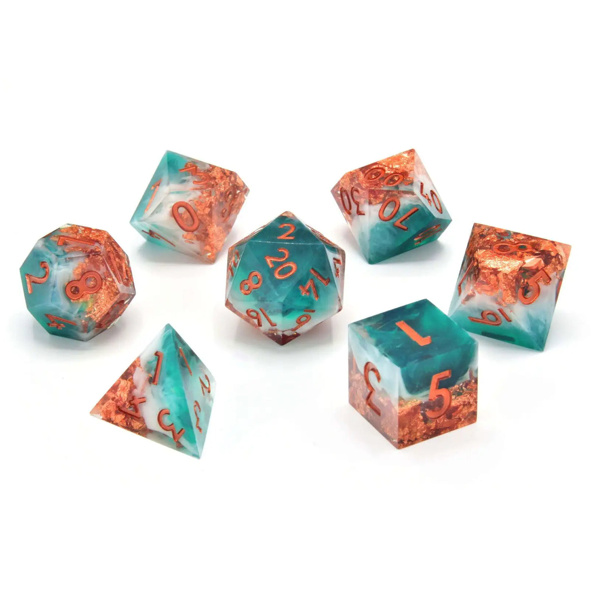 Glassstaff - Mystic Marine Sharp Edge Resin RPG Dice Set - CritStones Dice