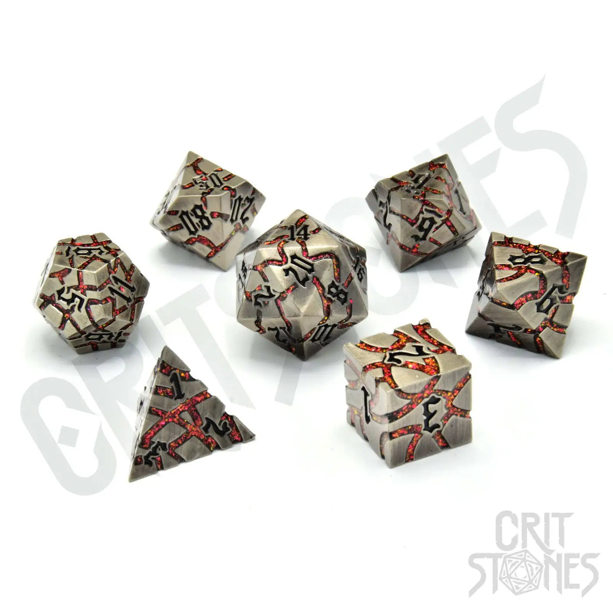 Glassstaff - Pyroclasmic Metal RPG Dice Set - CritStones Dice