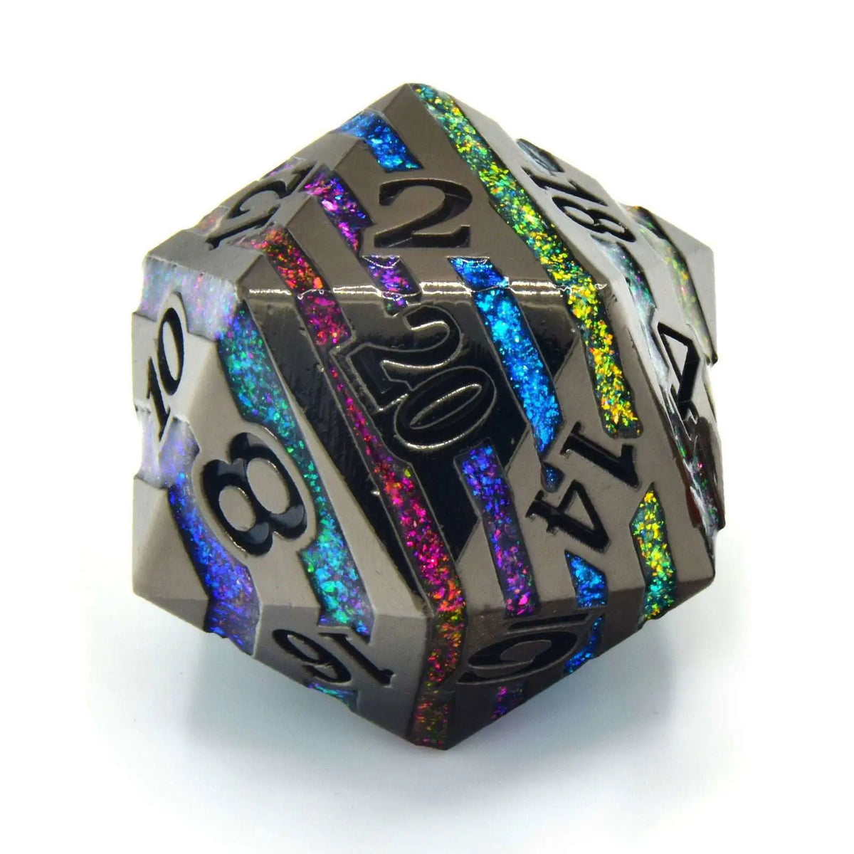 Glassstaff - Rainbow Rift 33mm Metal D20 - CritStones Dice