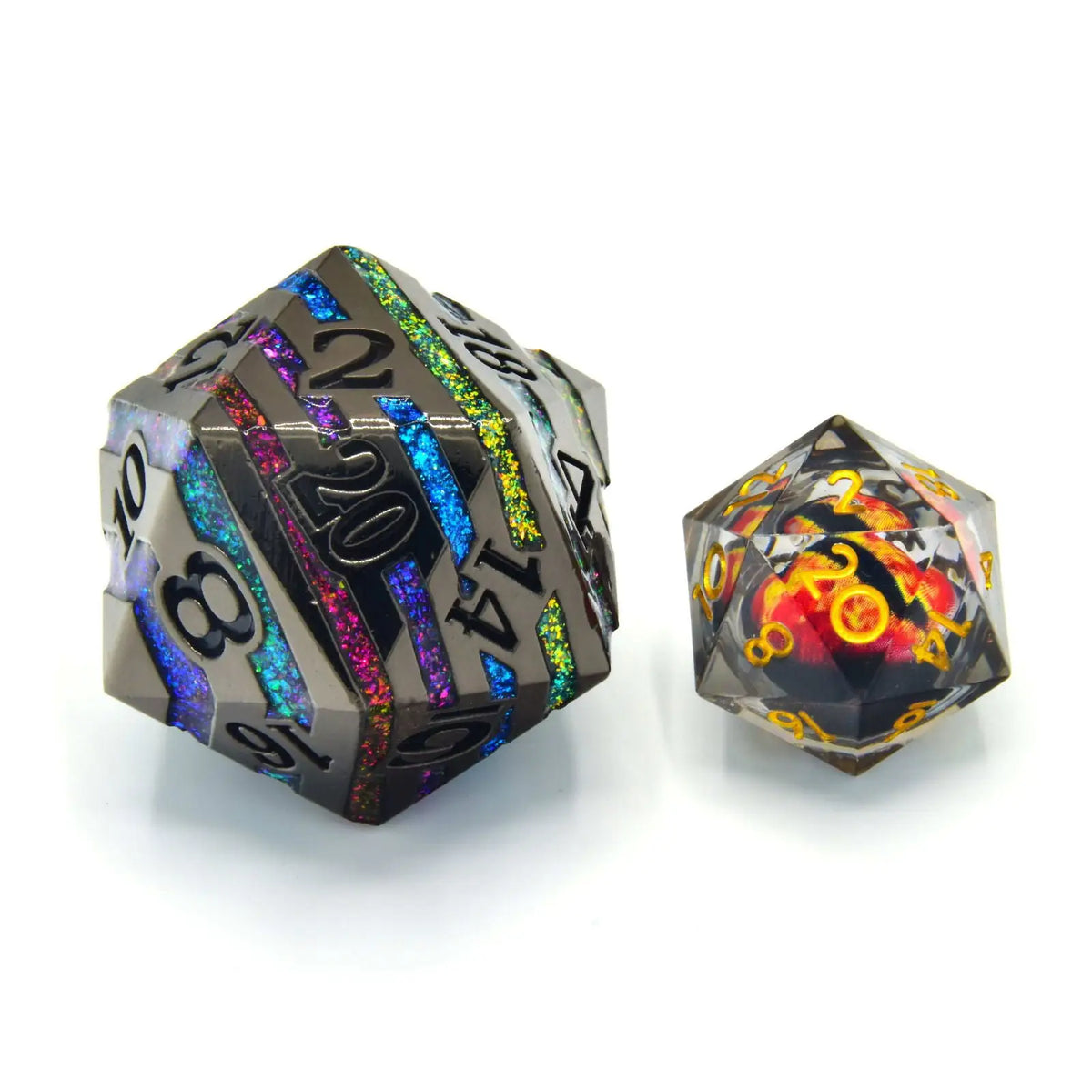Glassstaff - Rainbow Rift 33mm Metal D20 - CritStones Dice