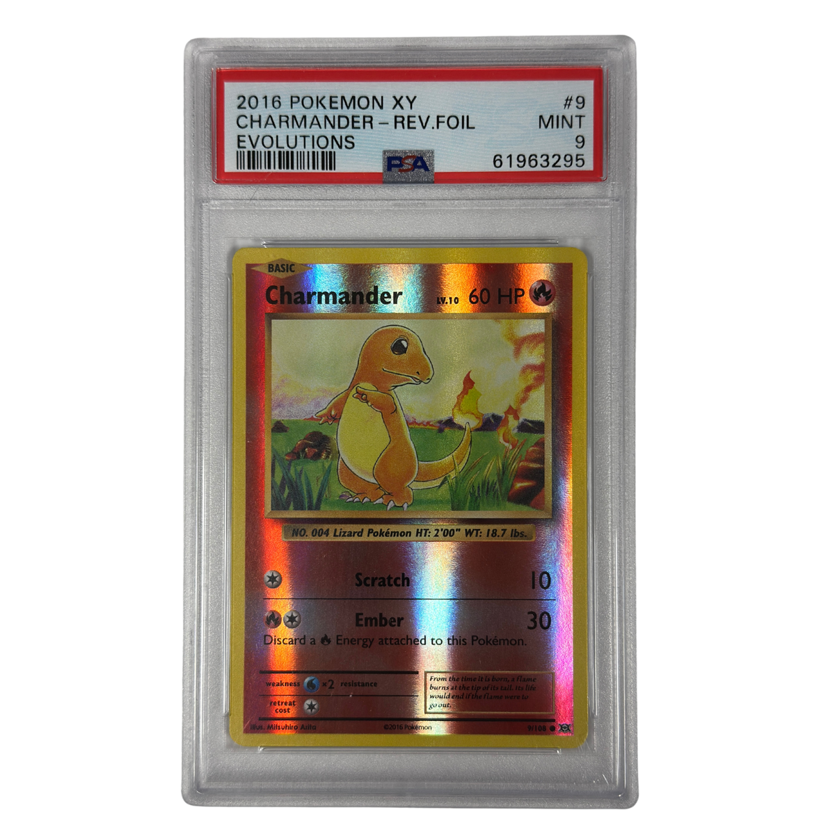Pokémon - Salamèche Reverse holo #9/108 (XY Evolutions) – PSA 9 Mint