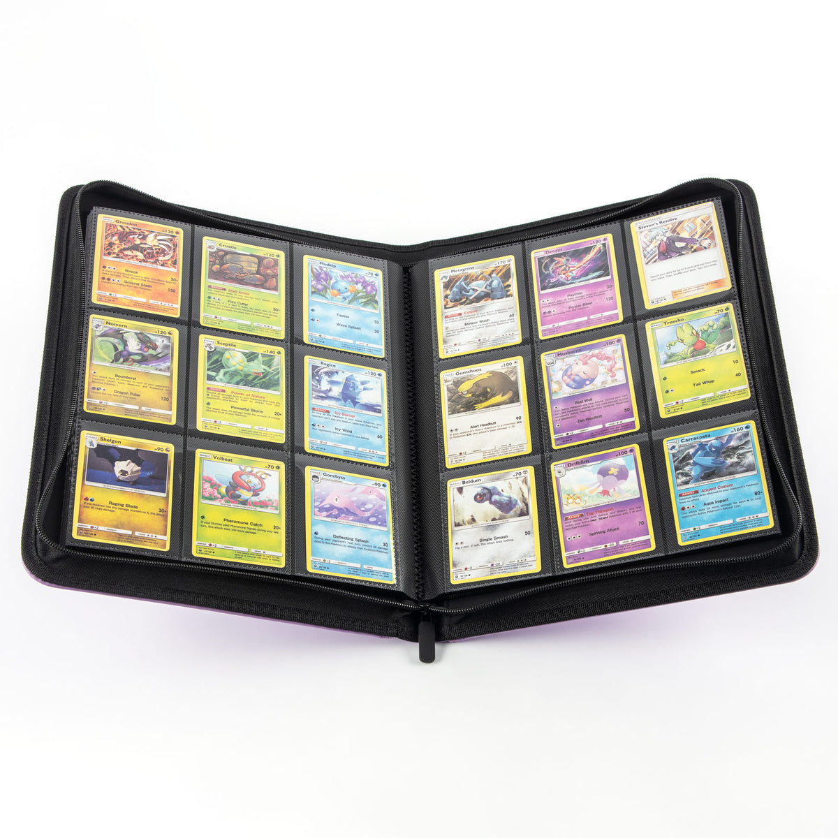 cardcosmos - Classeur zippé premium en cuir 9 pochettes - Violet
