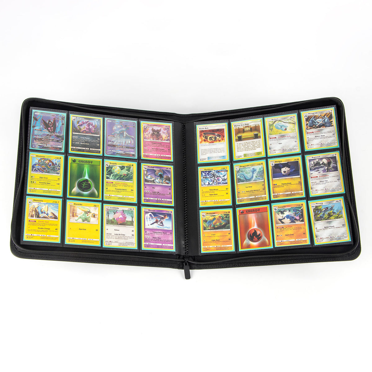 cardcosmos - Classeur zippé premium en cuir 12 pochettes - Noir