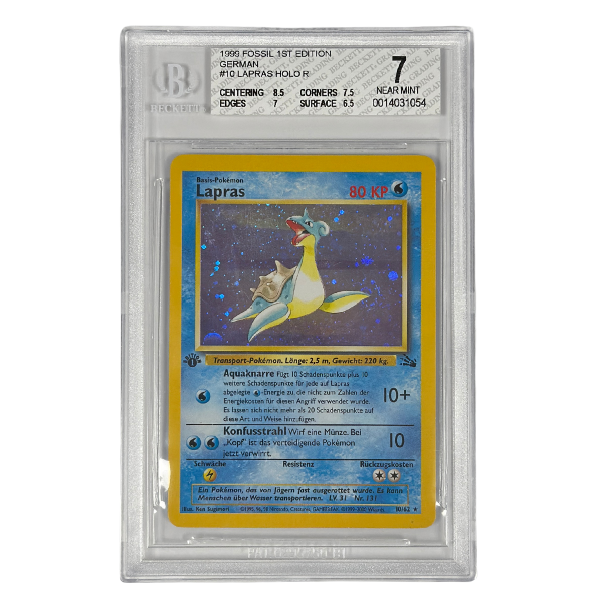 Pokémon - Lokhlass Holo #10/62 (Fossil 1st Edition) – BGS 7 Near mint