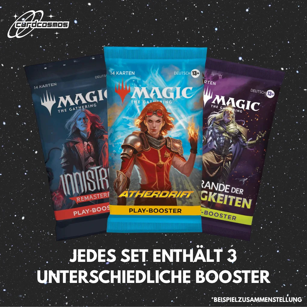 Magic: The Gathering Set Mystère Play Booster Allemand – 3 boosters aléatoires différents