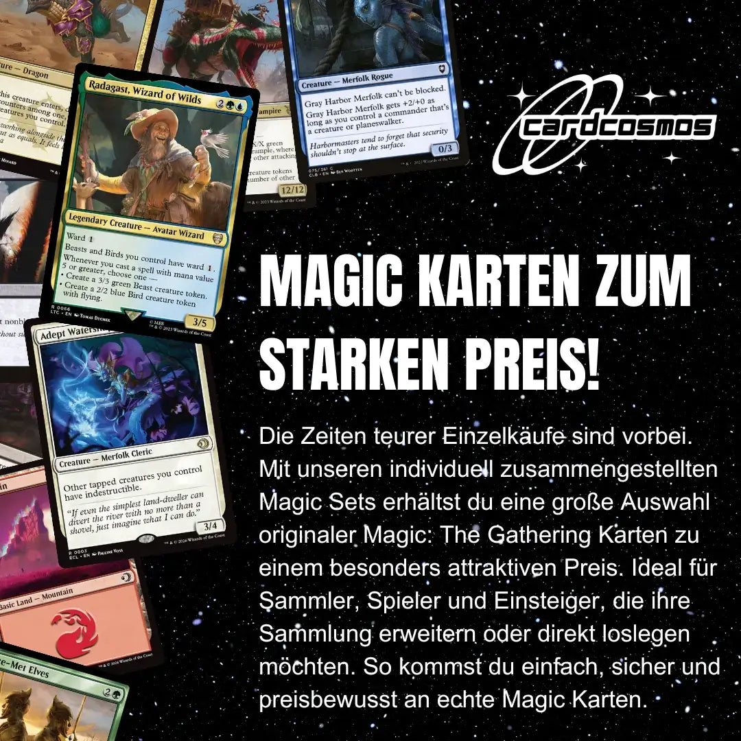 Magic: The Gathering Card Set English – 50 cards incl. 4 Rares & 1 Foil + 100 Card Sleeves