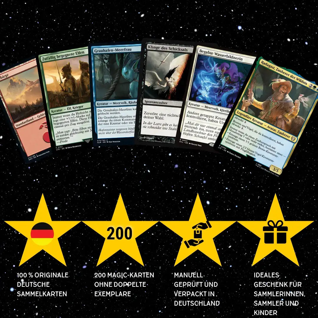 Magic: The Gathering Set de cartes Allemand – 200 cartes incl. 16 Rares & 4 Foils + 100 Protège cartes