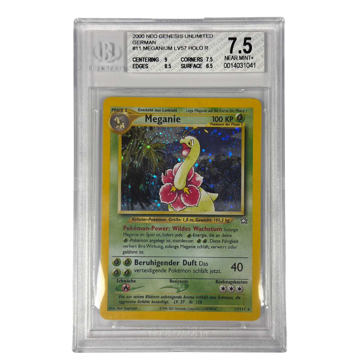 Pokémon - Meganium Holo #11/111 (Neo Genesis Unlimited) – BGS 7.5 Near mint+