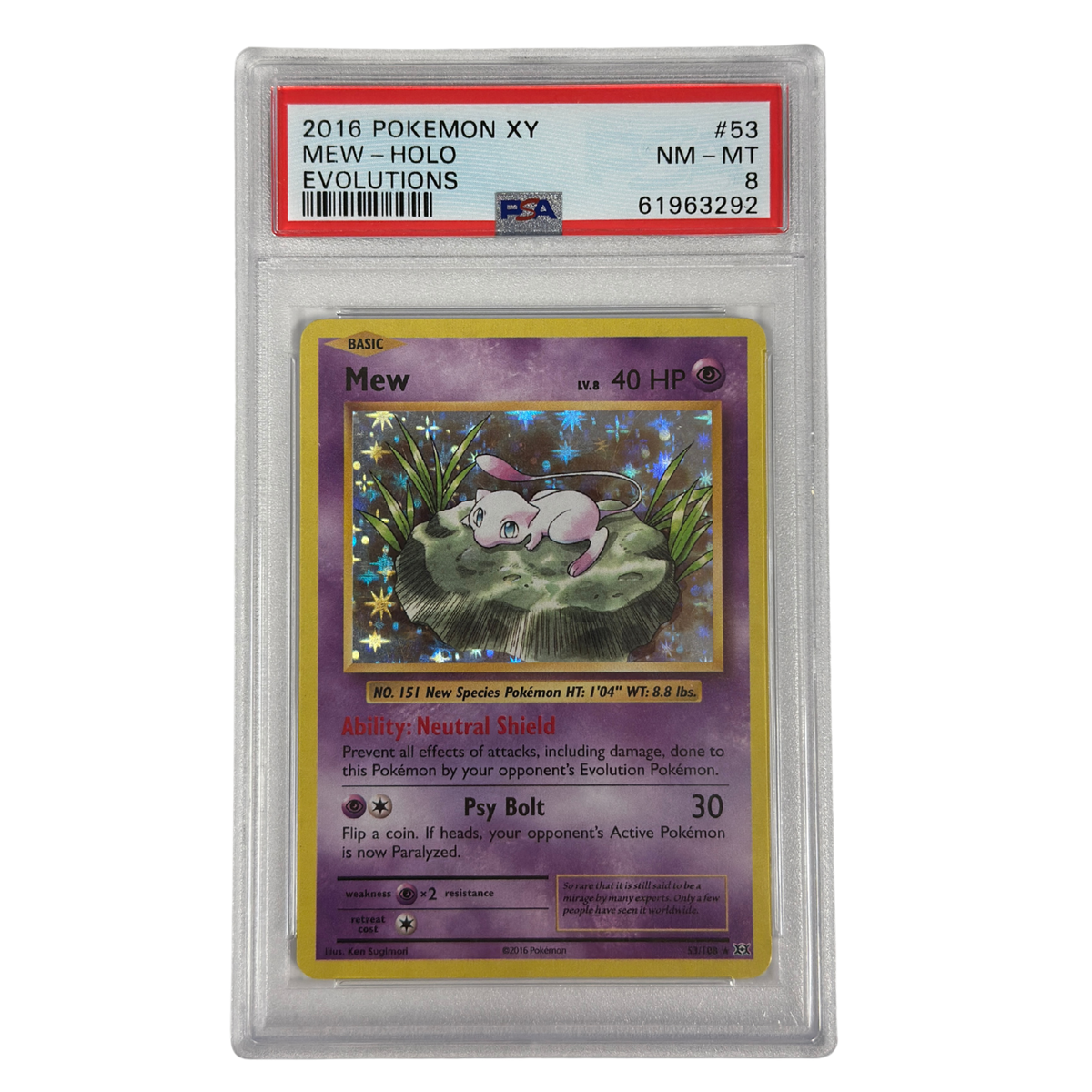 Pokémon - Mew Holo #53/108 Evolutions (2016) – PSA 8 NM-MT