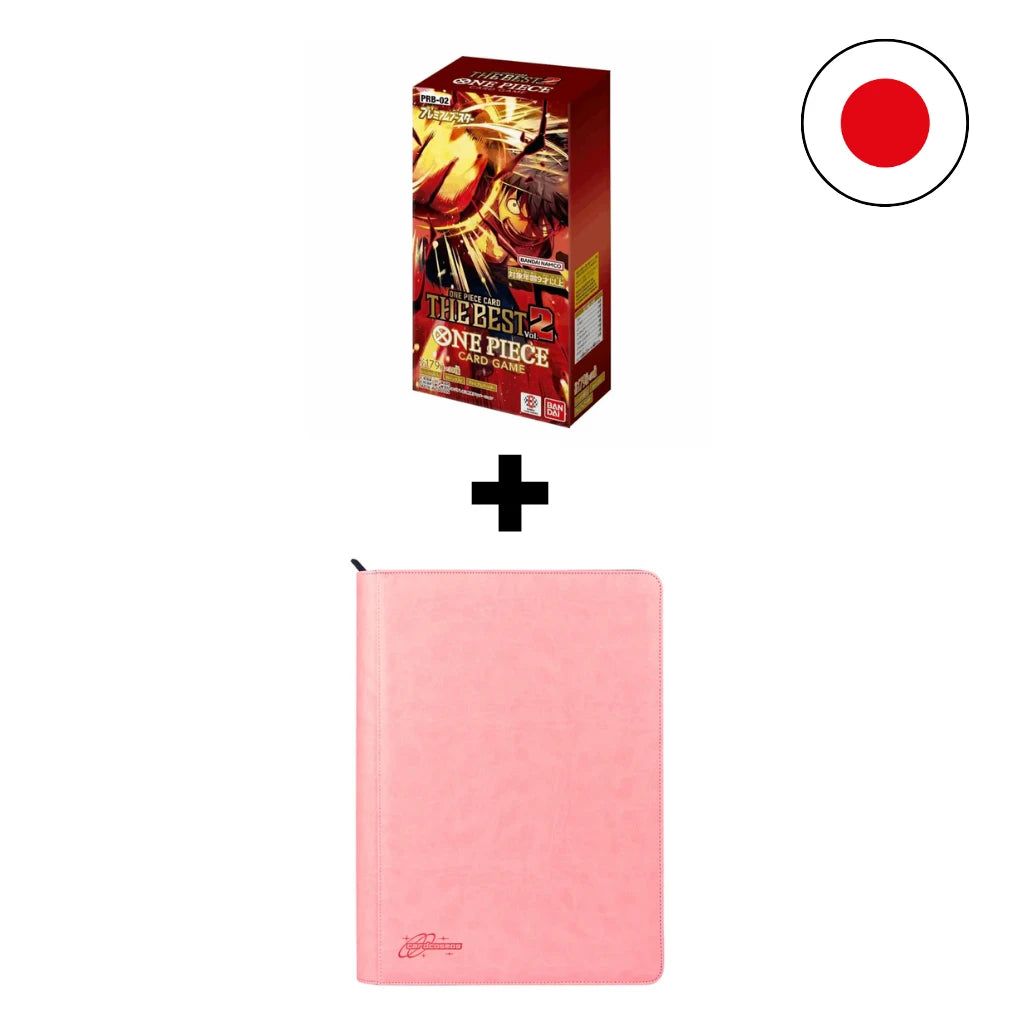 One Piece Card Game - PRB-02 Japonais + Classeur zippé XXL 16 poches rose Bundle