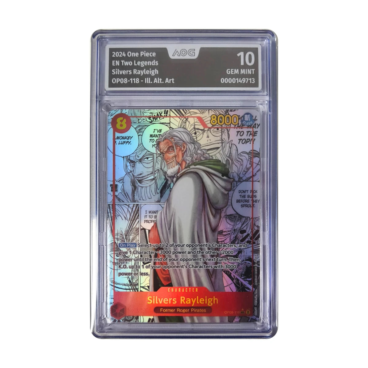 One Piece - Silvers Rayleigh Ill. Alt. Art OP08-118 (Two Legends) – AOG 10 Gem Mint