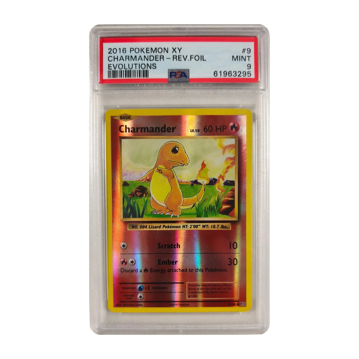 Pokémon - Salamèche Reverse Foil #9/108 (Evolutions) – PSA 9 Mint