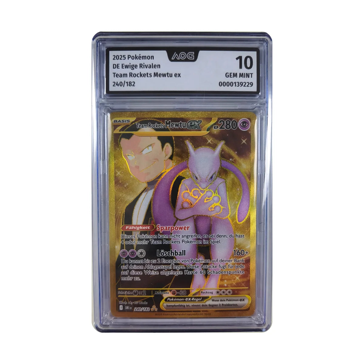 Pokémon - Team Rockets Mewtu ex Rare gold #240/182 (Ewige Rivalen) – AOG 10 Gem mint