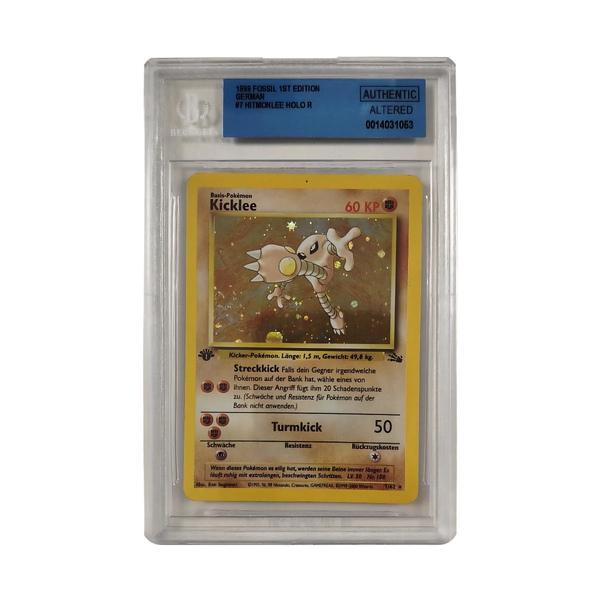 Pokémon - Kicklee Holo #7/62 1st Edition (Fossil) – BGS Authentique Altered