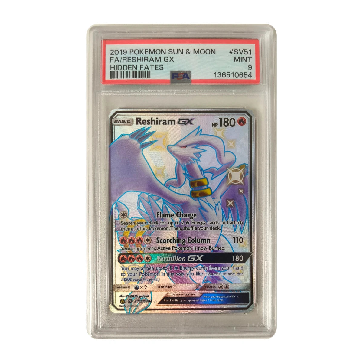 Pokémon - Reshiram GX Shiny Vault #SV51/SV94 (Hidden Fates) – Grading PSA 9 Mint