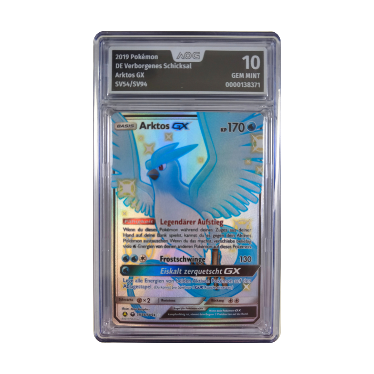 Pokémon - Articuno GX Shiny Full Art SV54/SV94 (Verborgenes Schicksal) – AOG 10 Gem Mint