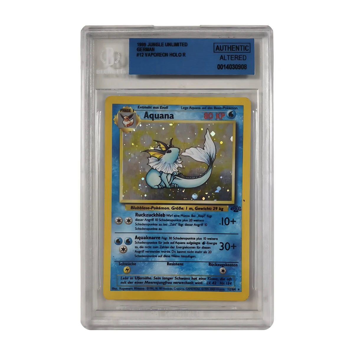 Pokémon - Aquali Holo #12/64 (Dschungel Unlimited) – BGS Authentique Altered