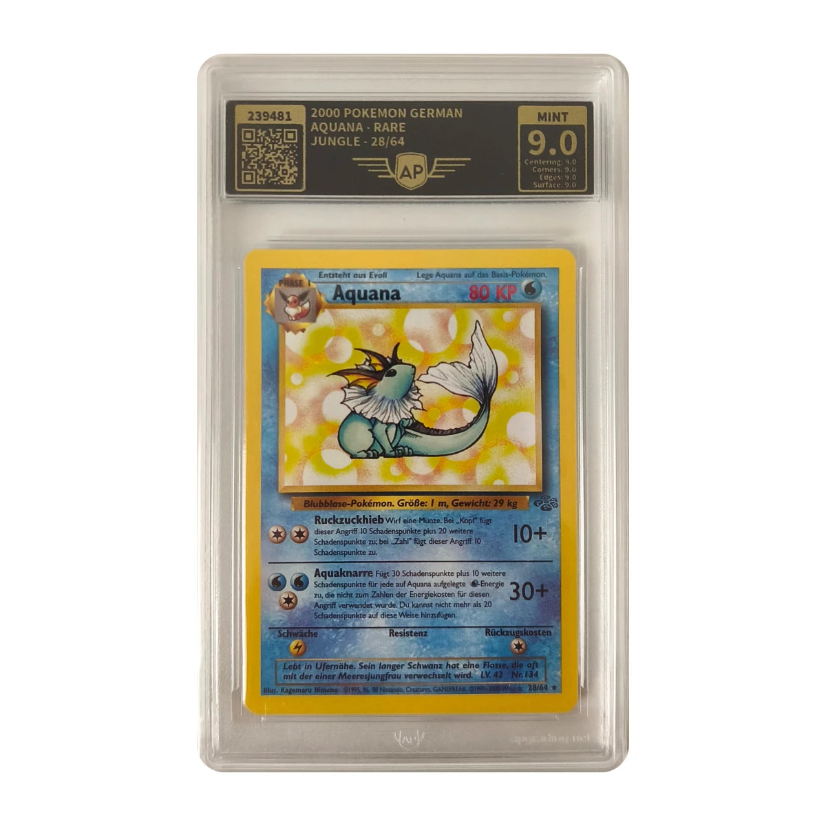 Pokémon - Aquali Rare #28/64 (Jungle) – Grading AP 9 Mint