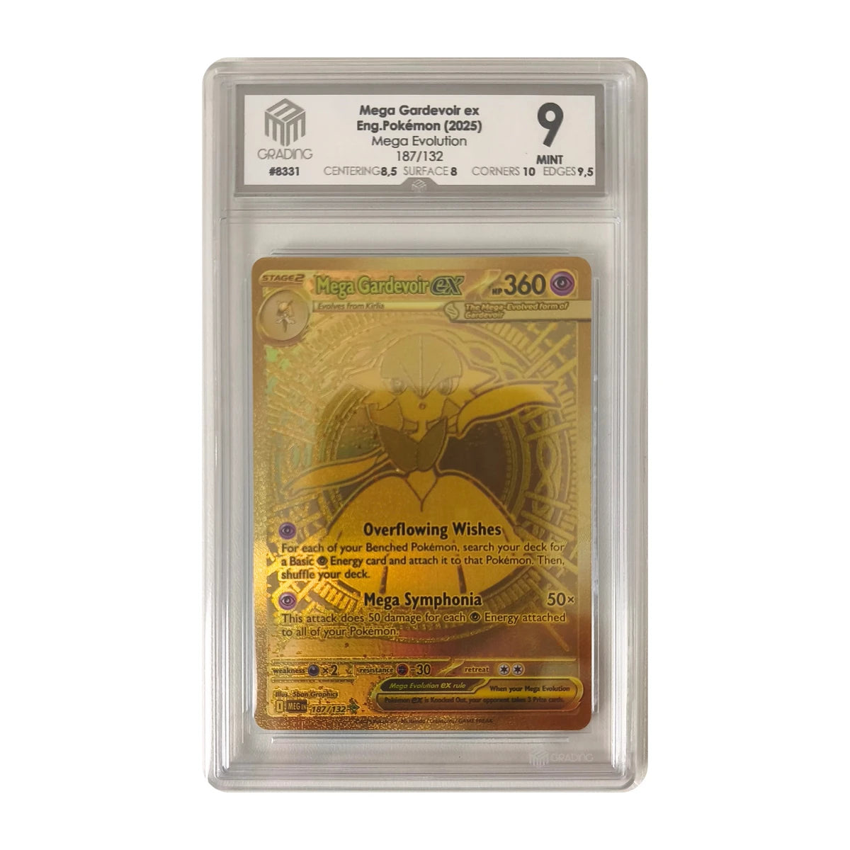 Pokémon - Mega Gardevoir ex Rare gold #187/132 (Mega Evolution) – Grading M3 9 Mint