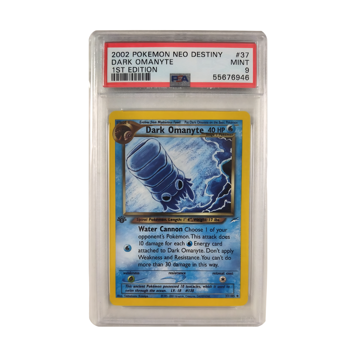 Pokémon - Ammonite Obscur #37/105 1st Edition (Neo Destiny) – PSA 9 Mint
