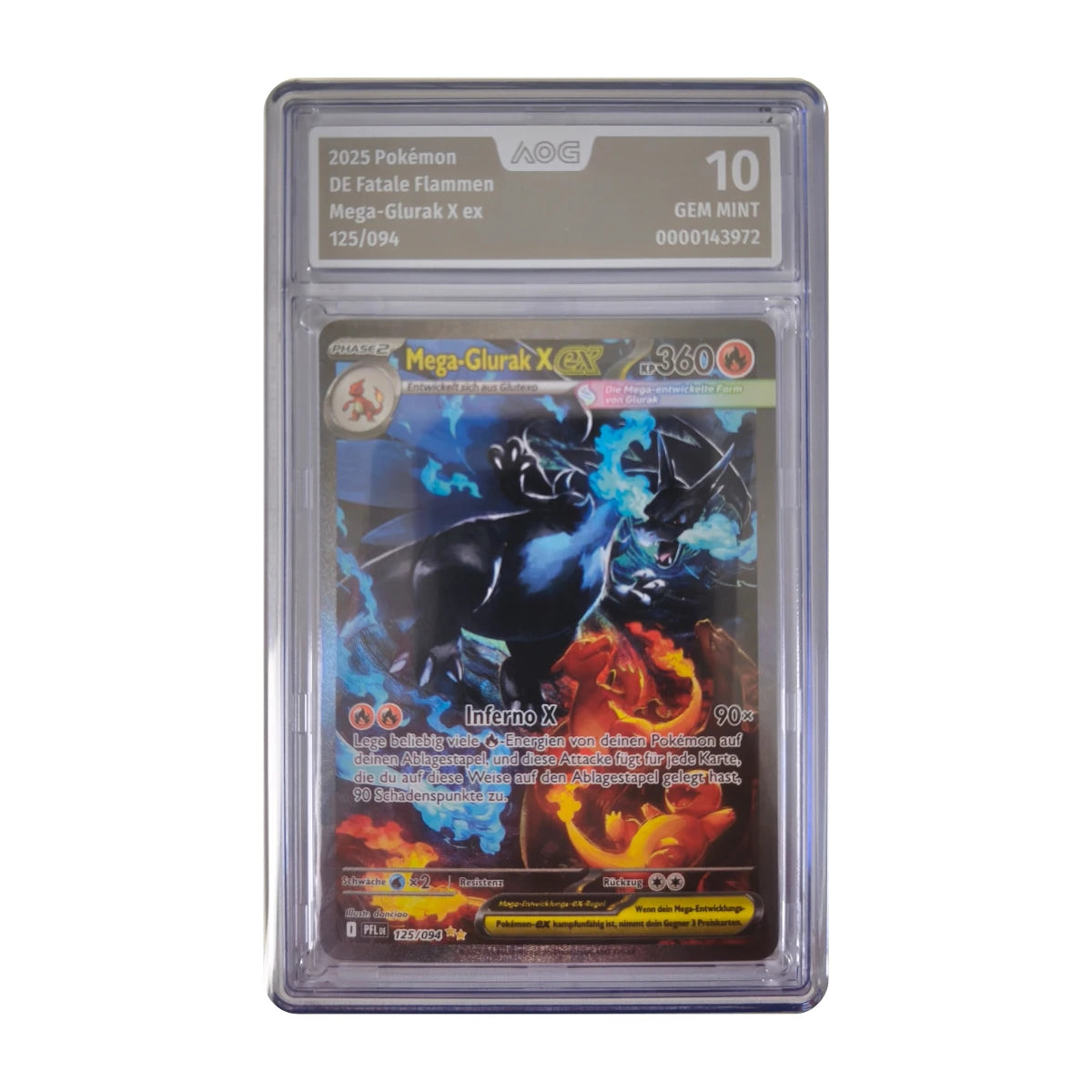 Pokémon - Mega-Dracaufeu X ex #125/094 (Fatale Flammen) – Grading AOG 10 Gem mint