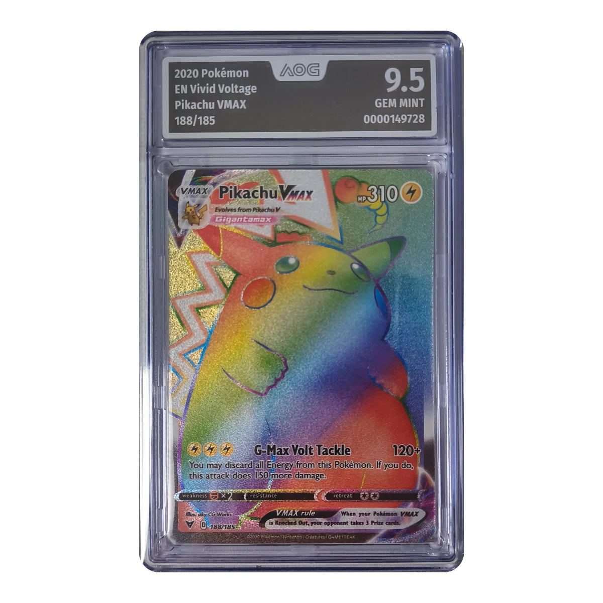 Pokémon - Pikachu VMAX Rare arc en ciel #188/185 (Vivid Voltage) – AOG 9.5 Gem mint