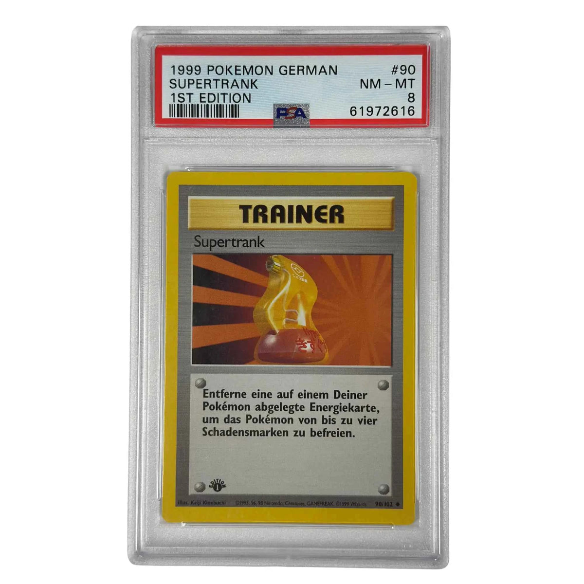 Pokémon - Supertrank 1st Edition #90/102 Base Set (1999) Deutsch – PSA 8 NM-MT