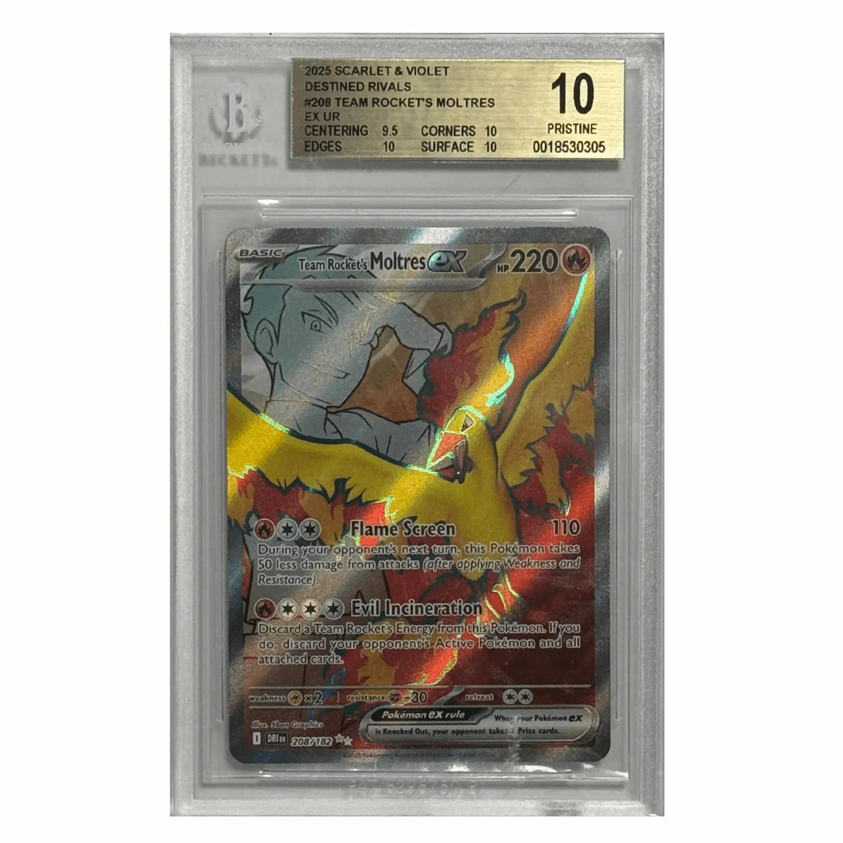 Pokémon - Team Rocket’s Moltres ex UR #208 (Destined Rivals) – BGS 10 Pristine