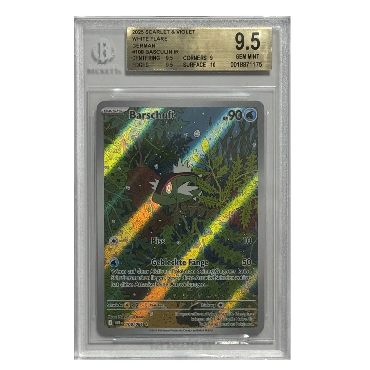 Pokémon – Barschuft IR #108 (White Flare) – BGS 9.5 GEM MINT