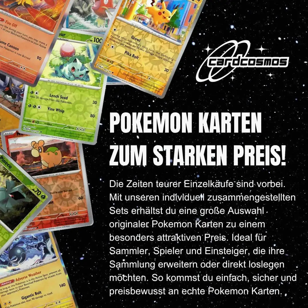 Pokémon Holo Karten Set Englisch – 100 Holo & Reverse Holo Karten + 100 Kartenhüllen