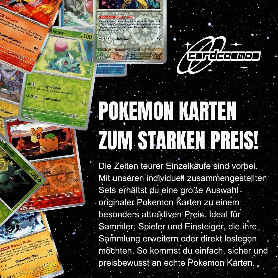 Pokémon Holo Karten Set Deutsch – 20 Holo & Reverse Holo Karten + 100 Kartenhüllen