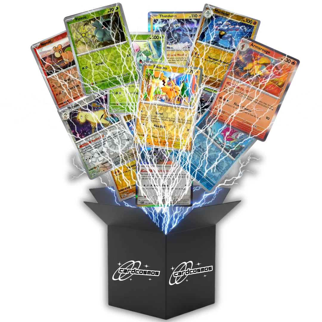 Pokémon Holo Card Set English – 50 Holo & Reverse Holo Cards + 100 Card Sleeves