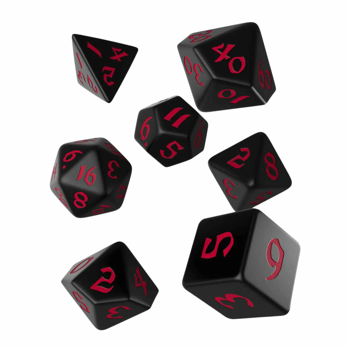 Q Workshop - Classic Runic Black & red Dice Set (7)