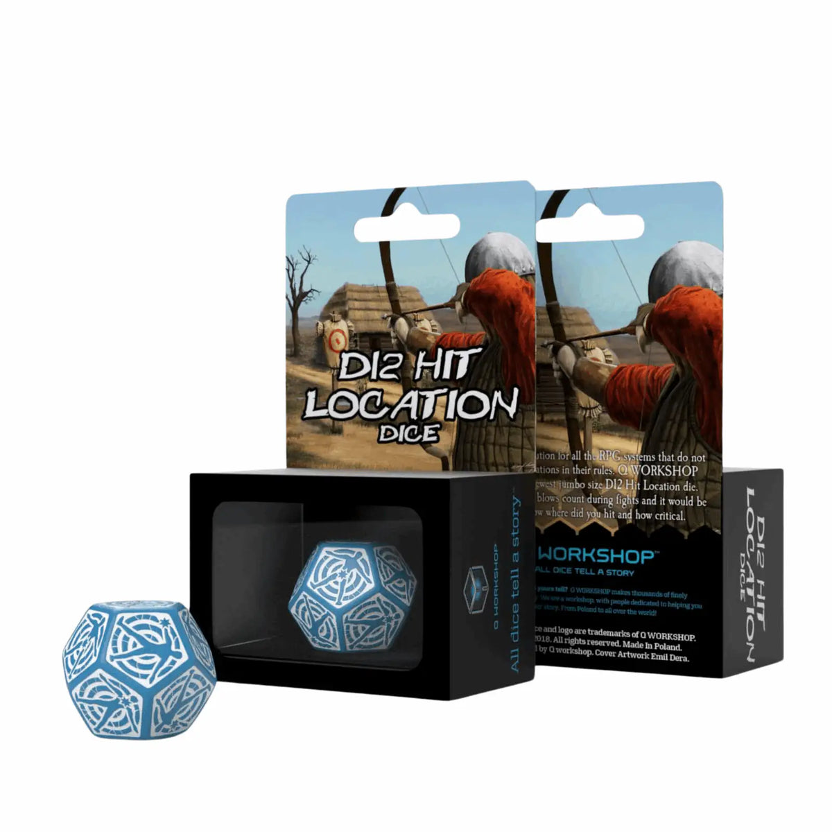Q Workshop - D12 Hit Location Blue & white dice