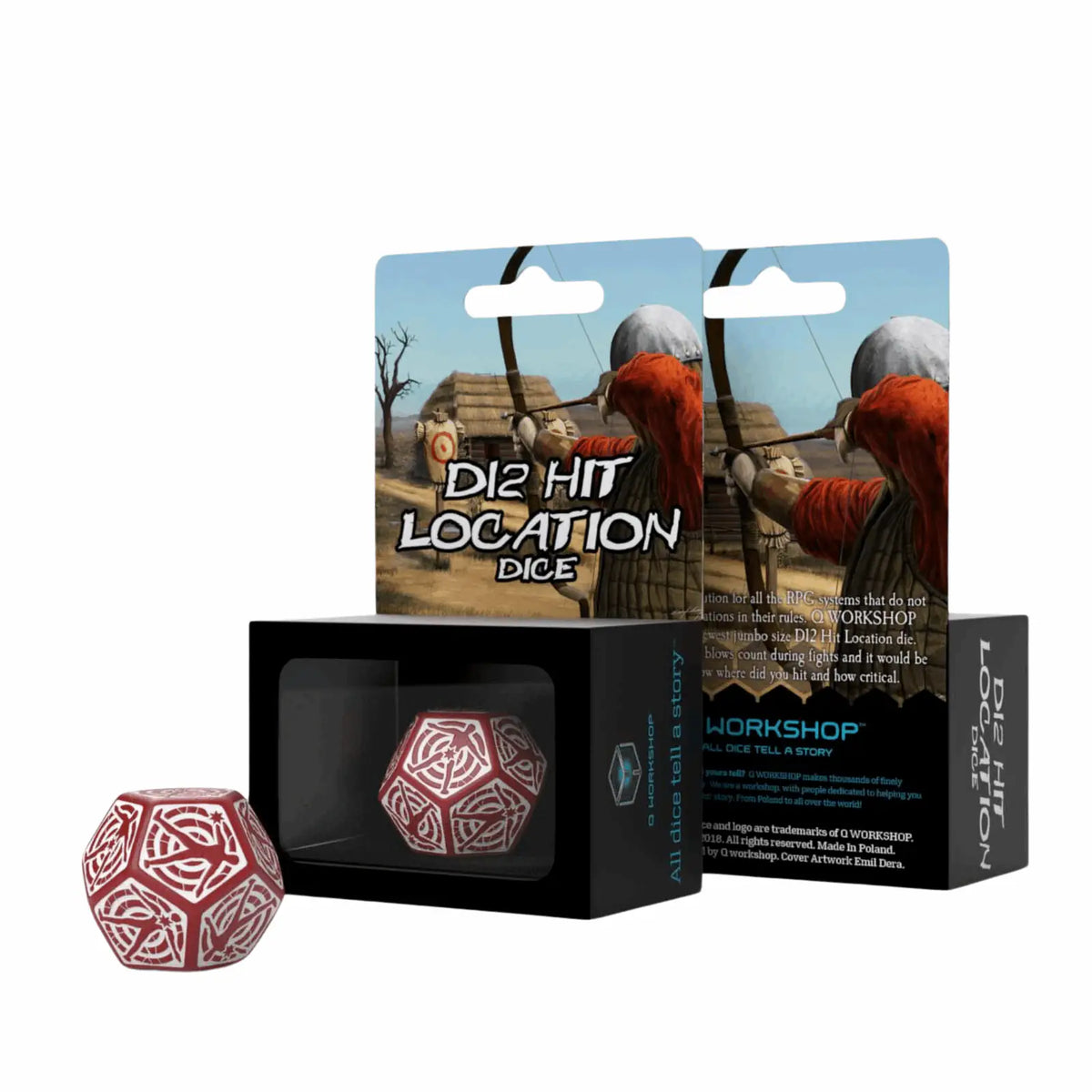 Q Workshop - D12 Hit Location Red & white die