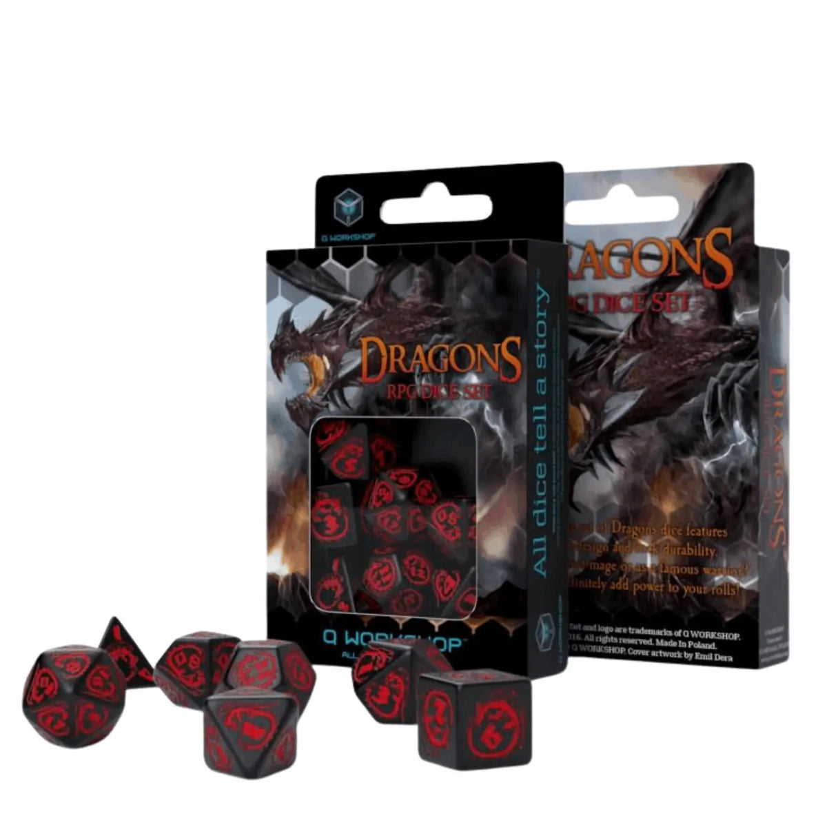 Q Workshop - Dragons Black & red Dice Set (7)