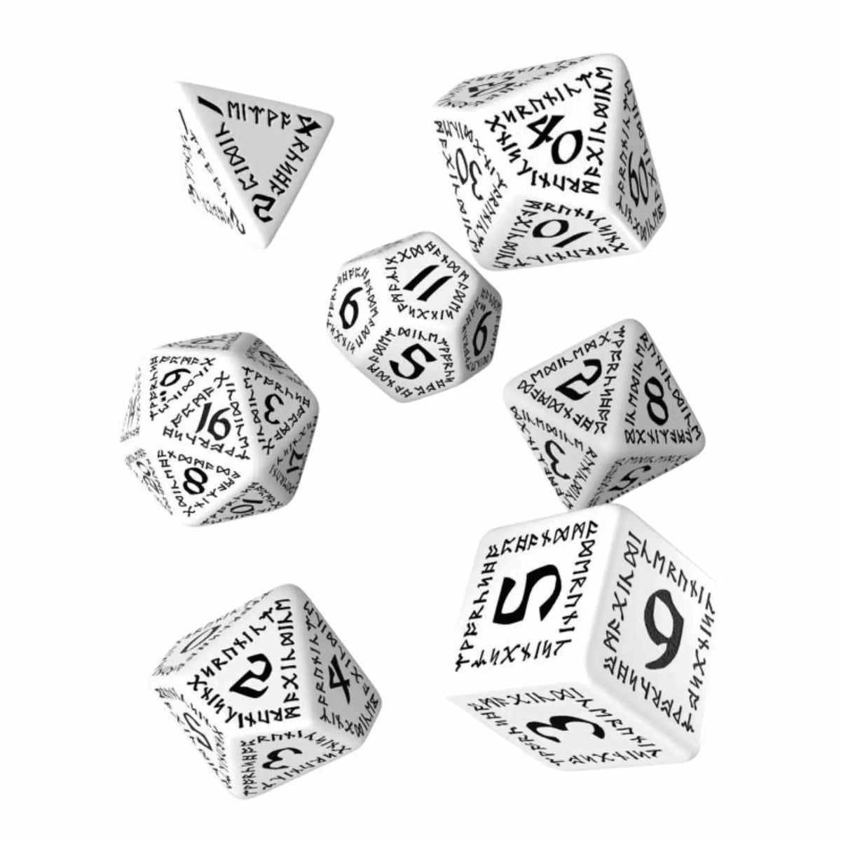Q Workshop - Runic White & black Dice Set (7)
